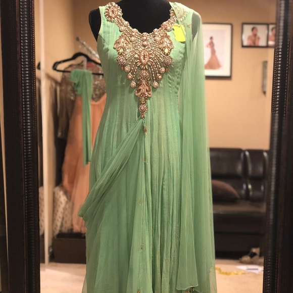 Green Anarkali-Indian Suit-Pakistani Salwar Kameez